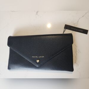 Travel Lover Black Envelope Clutch